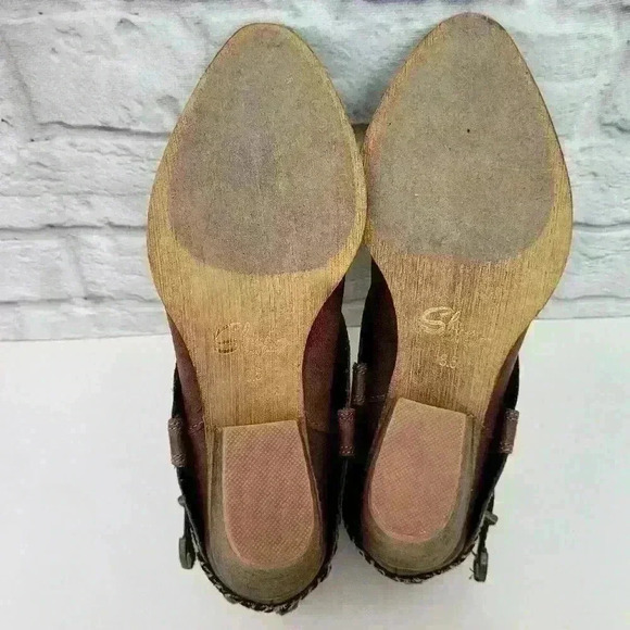 Sbicca Vintage Collection Cleodora Brown  Leather Bootie  Shoes Sz 8.5 - Picture 10 of 16